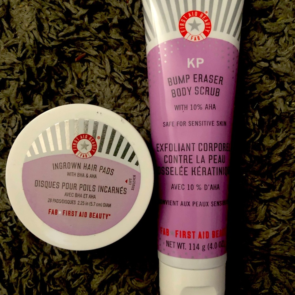 First Aid-Bump eraser body scrub and ingrown hair pads bundle